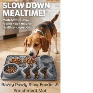 New Rally Pawly Dog Slow Feeder + Lick Mat & Puzzle Feeding Tray, Anti-Gobble!